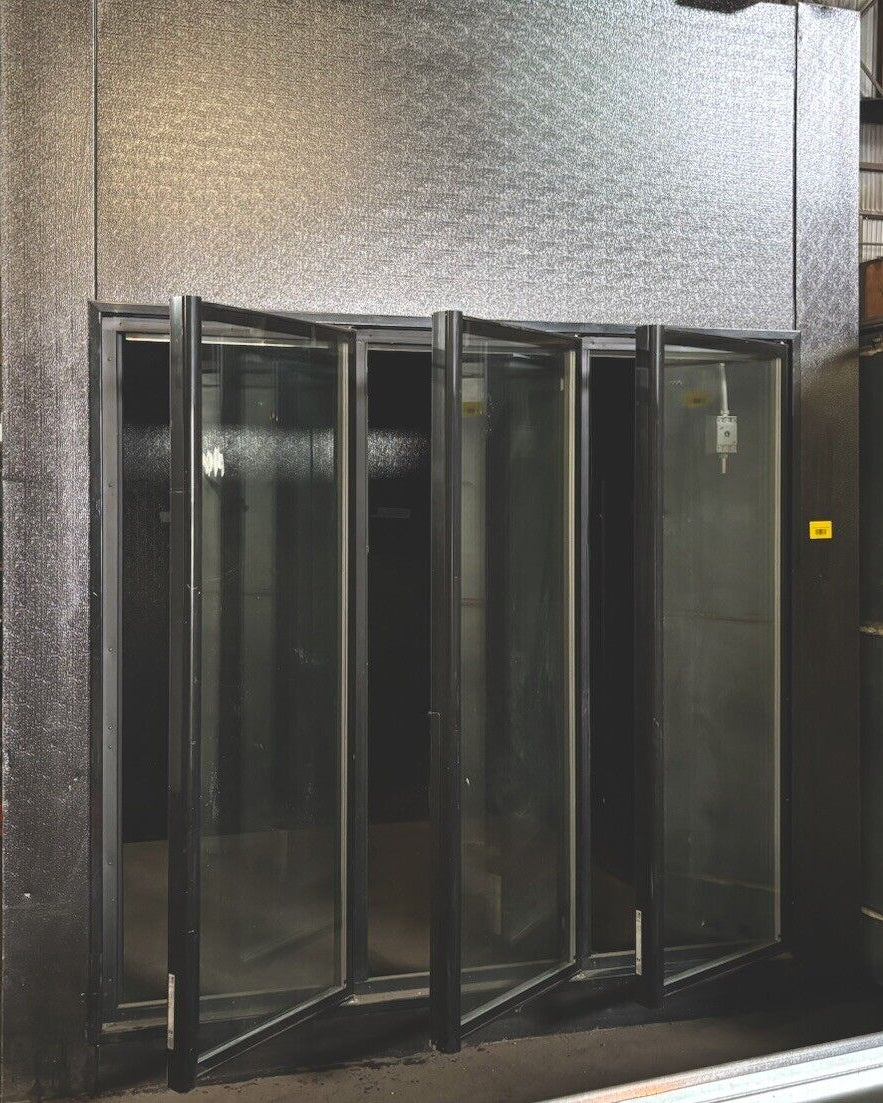 Used walk in cooler 3-glass display doors with new refrigeration system