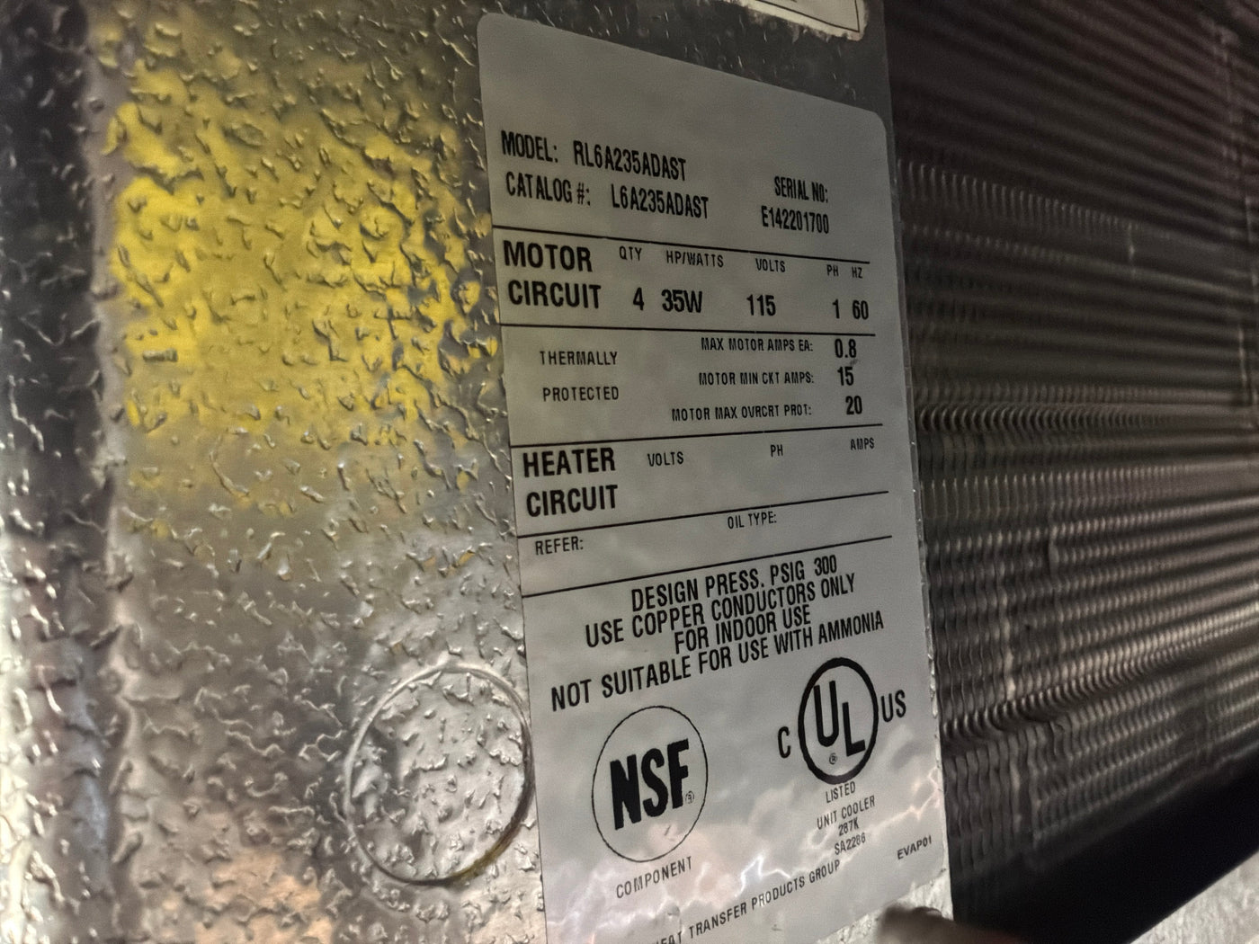 Russell RL6A235ADAST Evaporator #954