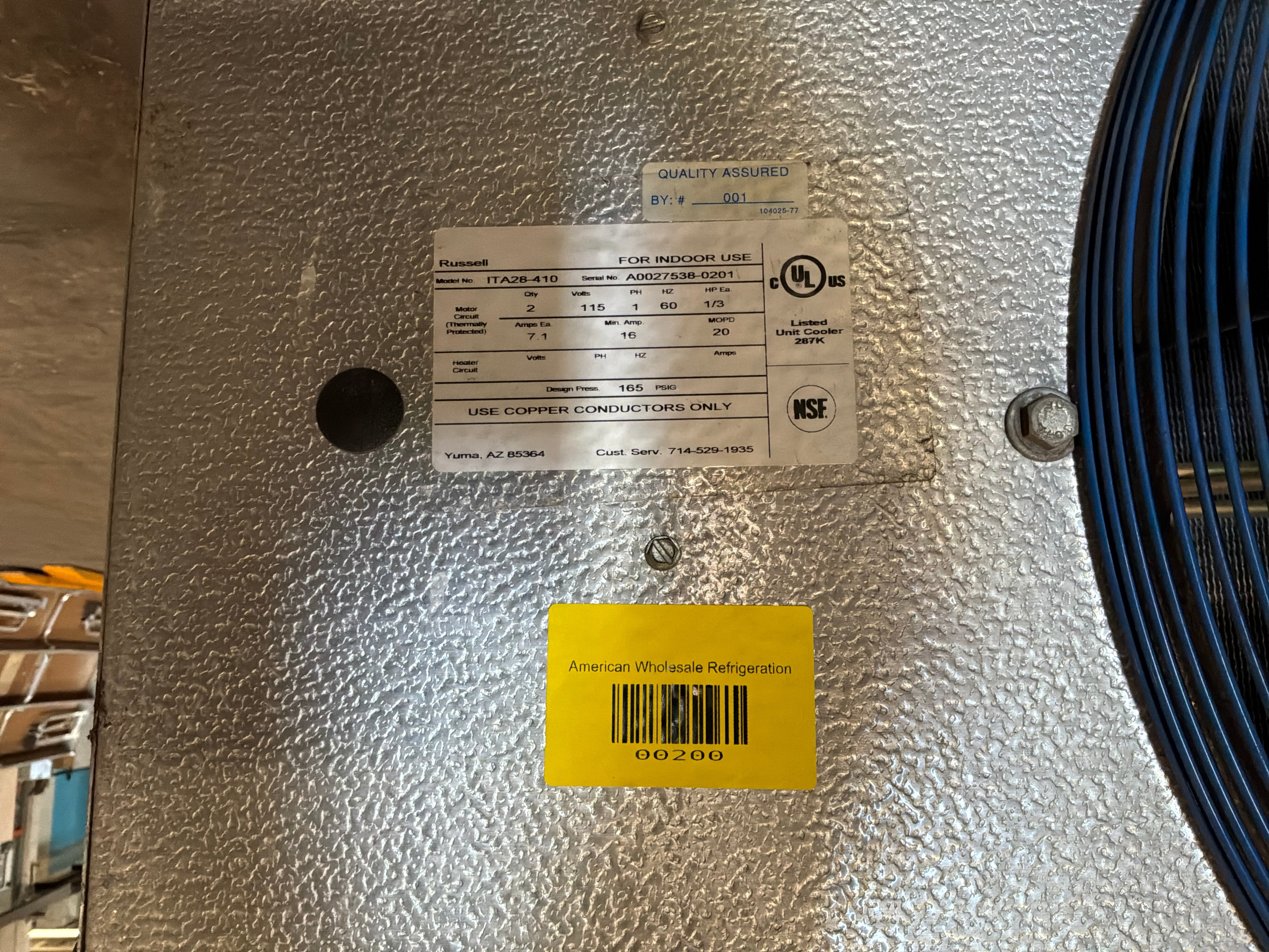 Russell ITA28-410 28000 BTU Evaporator #200