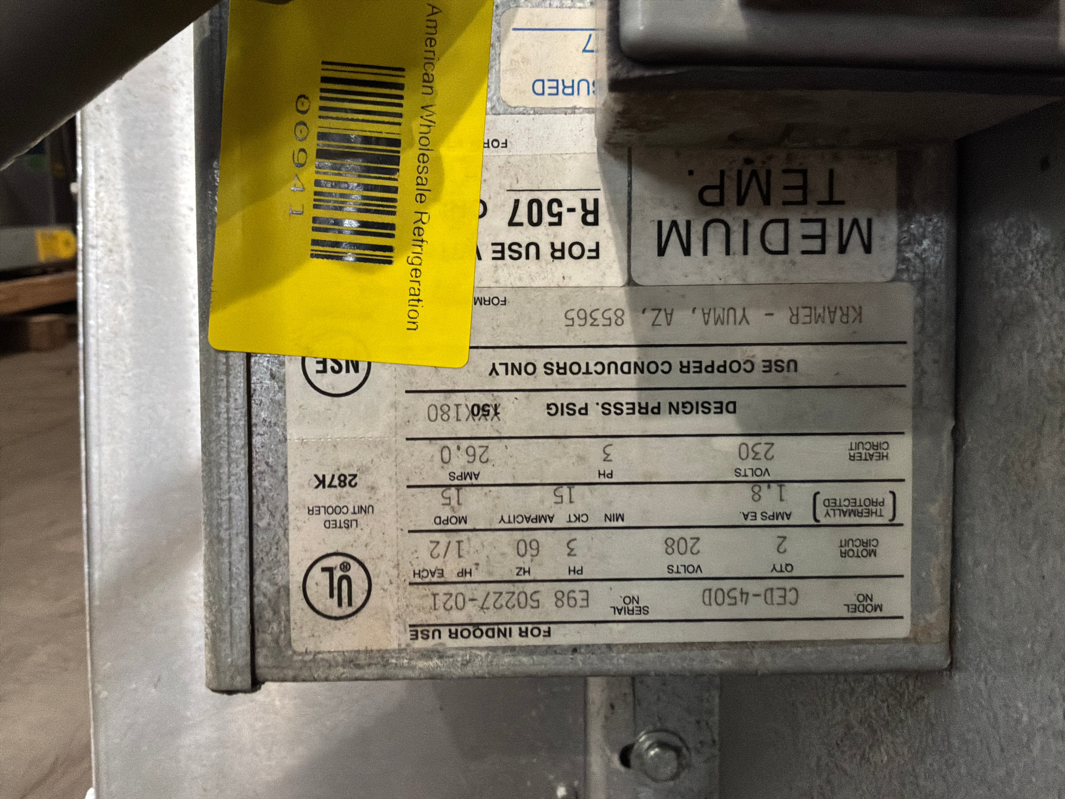 Kramer CED-450D 45000 BTU Evaporator #941