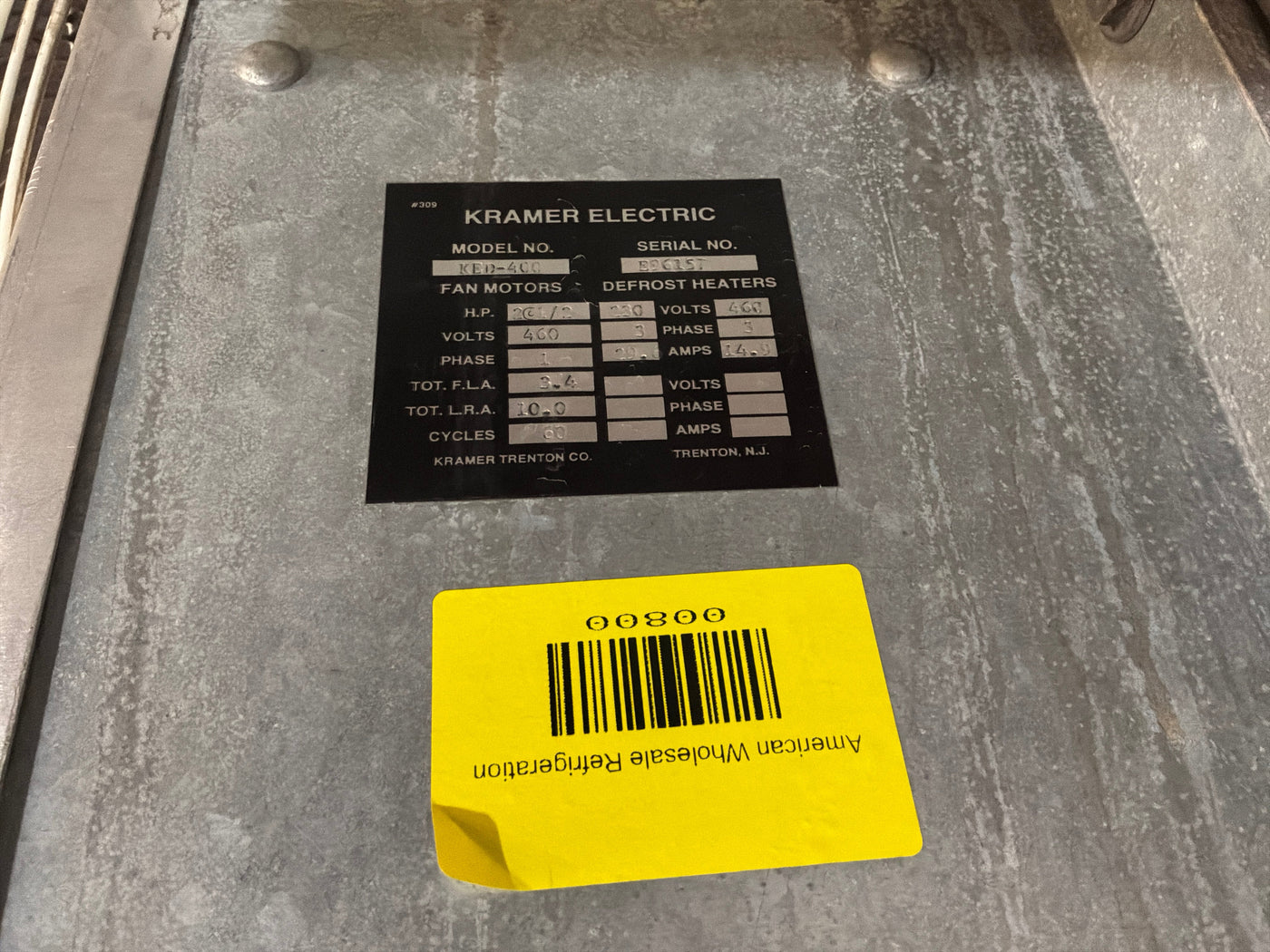 KRAMER KED-400 40000 BTU EVAPORATOR #800