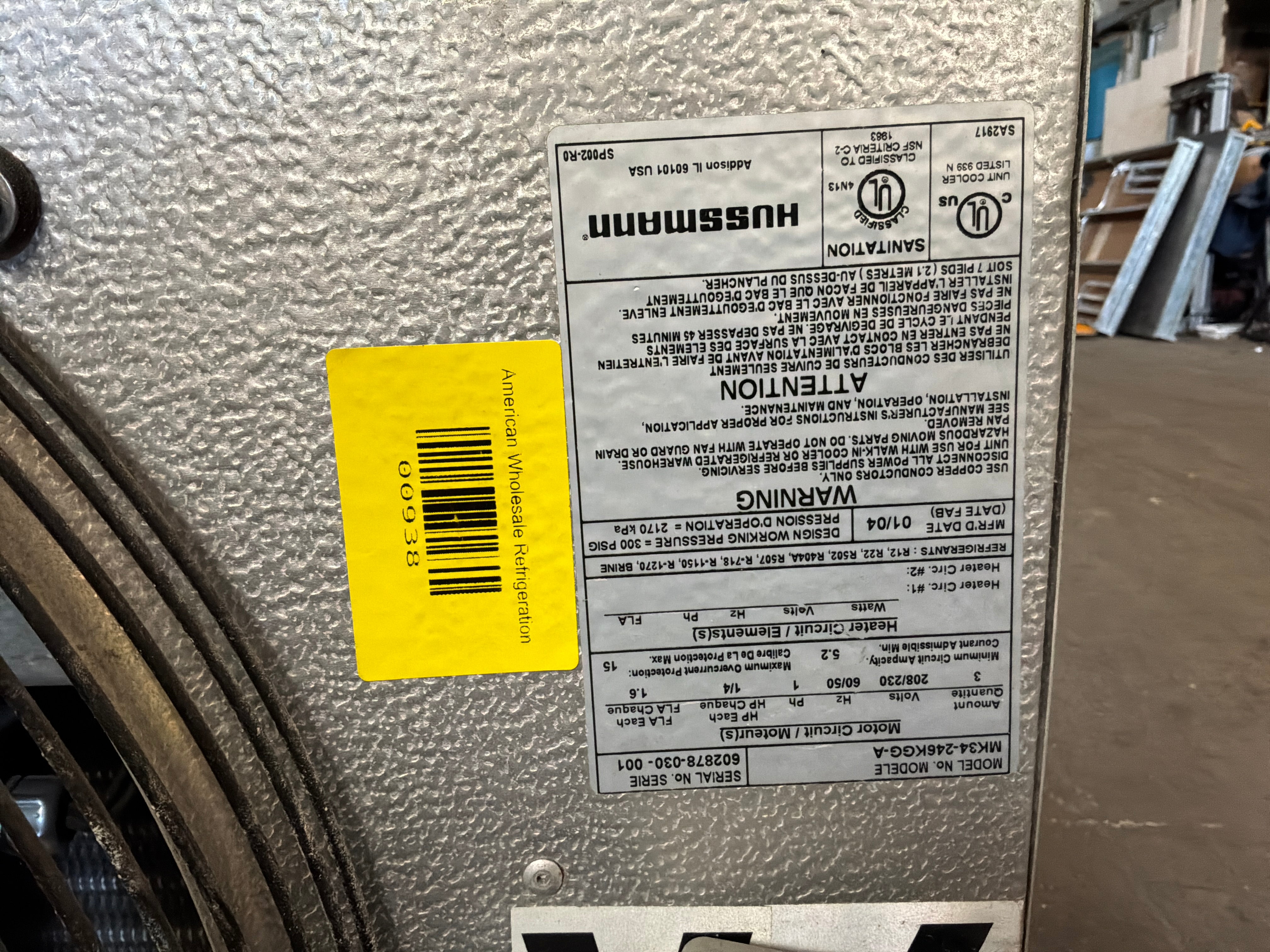 Hussmann MK34-246KGG-A 24600 BTU Evaporator #938