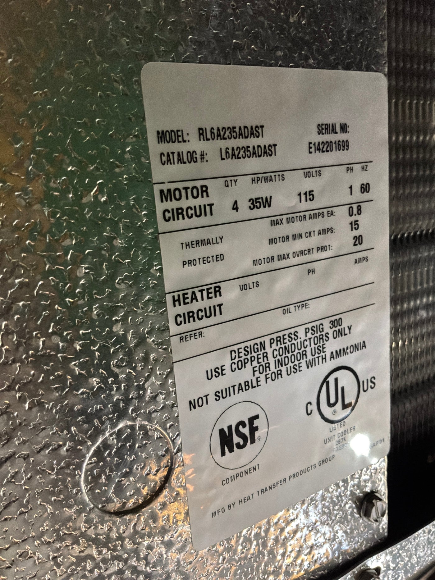 Russell RL6A235ADAST Evaporator #955