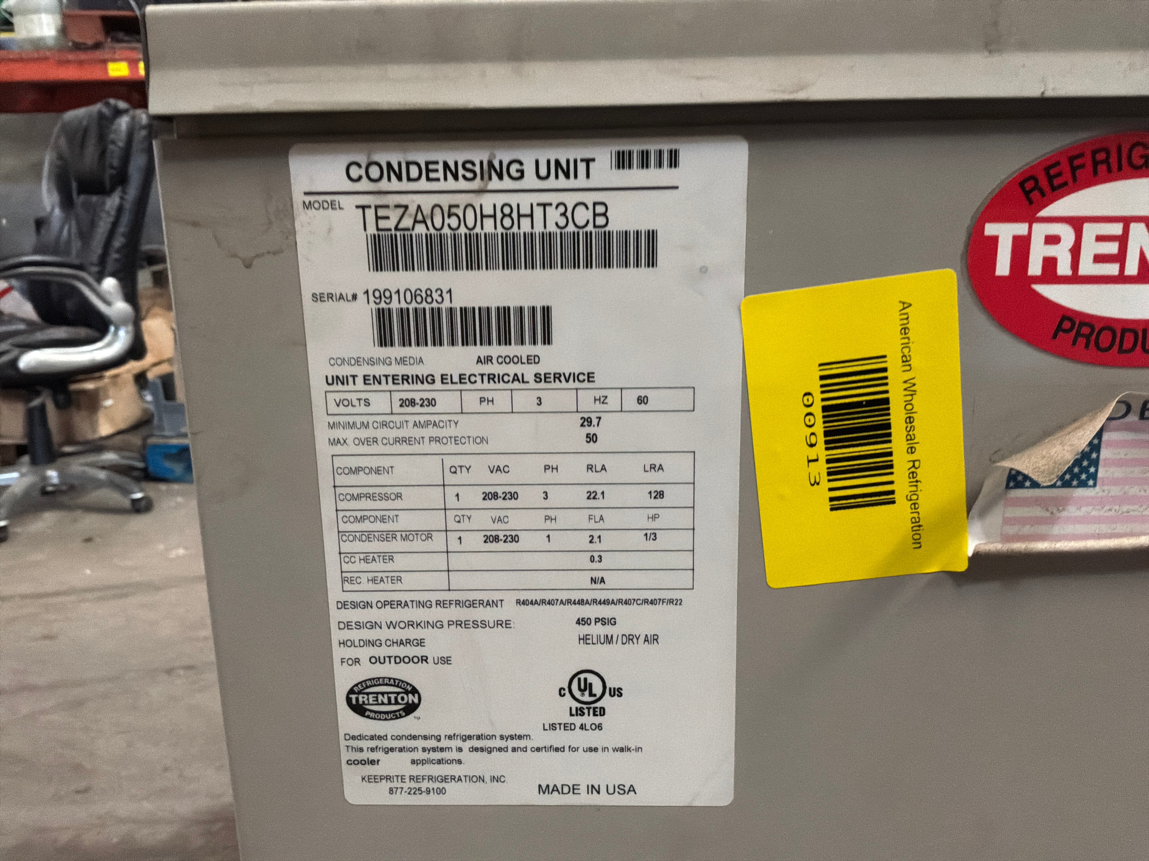 TRENTON TEZA050H8HT3CB Condenser #913