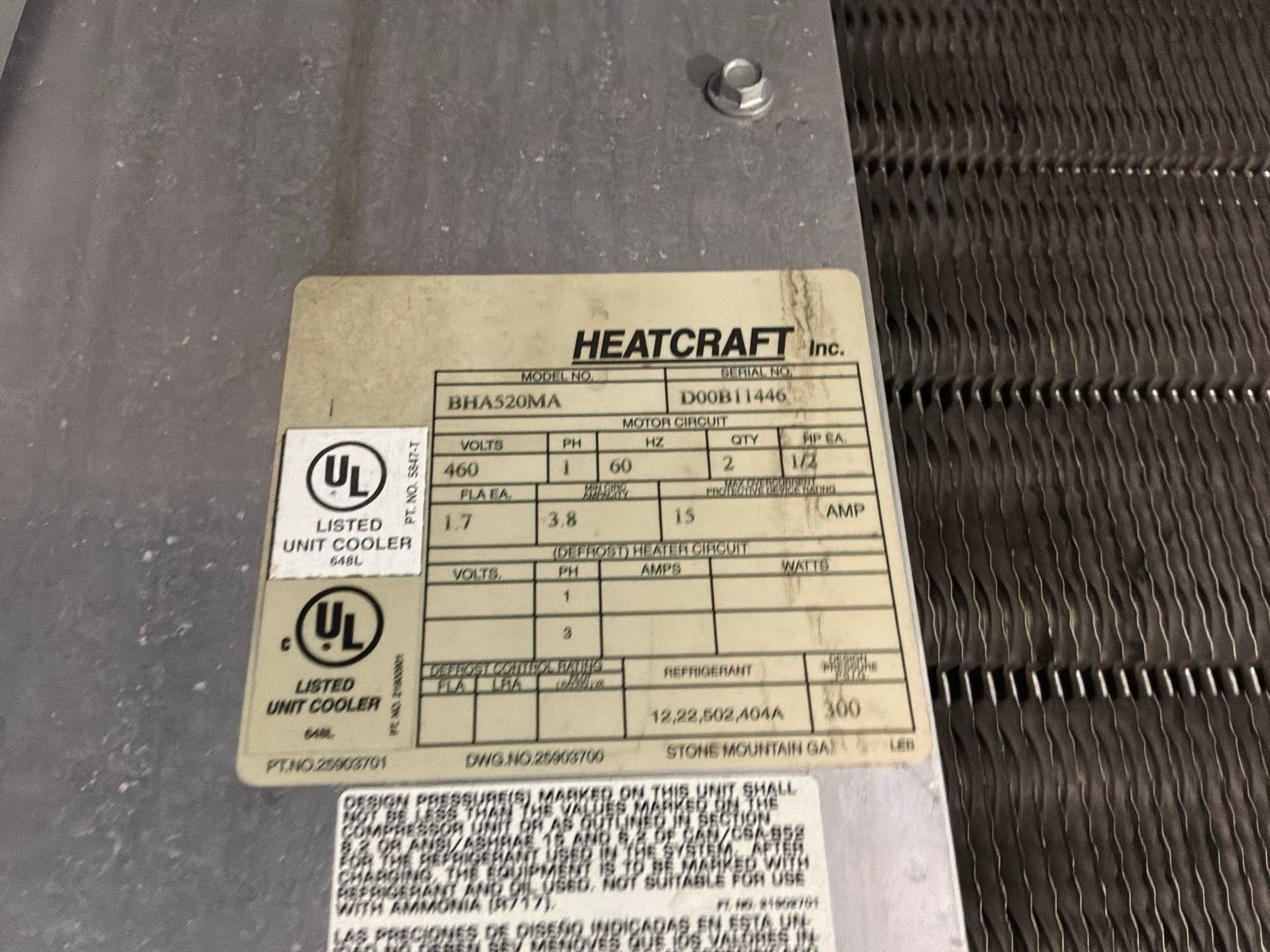BOHN BHA520MA 52000 BTU EVAPORATOR #713