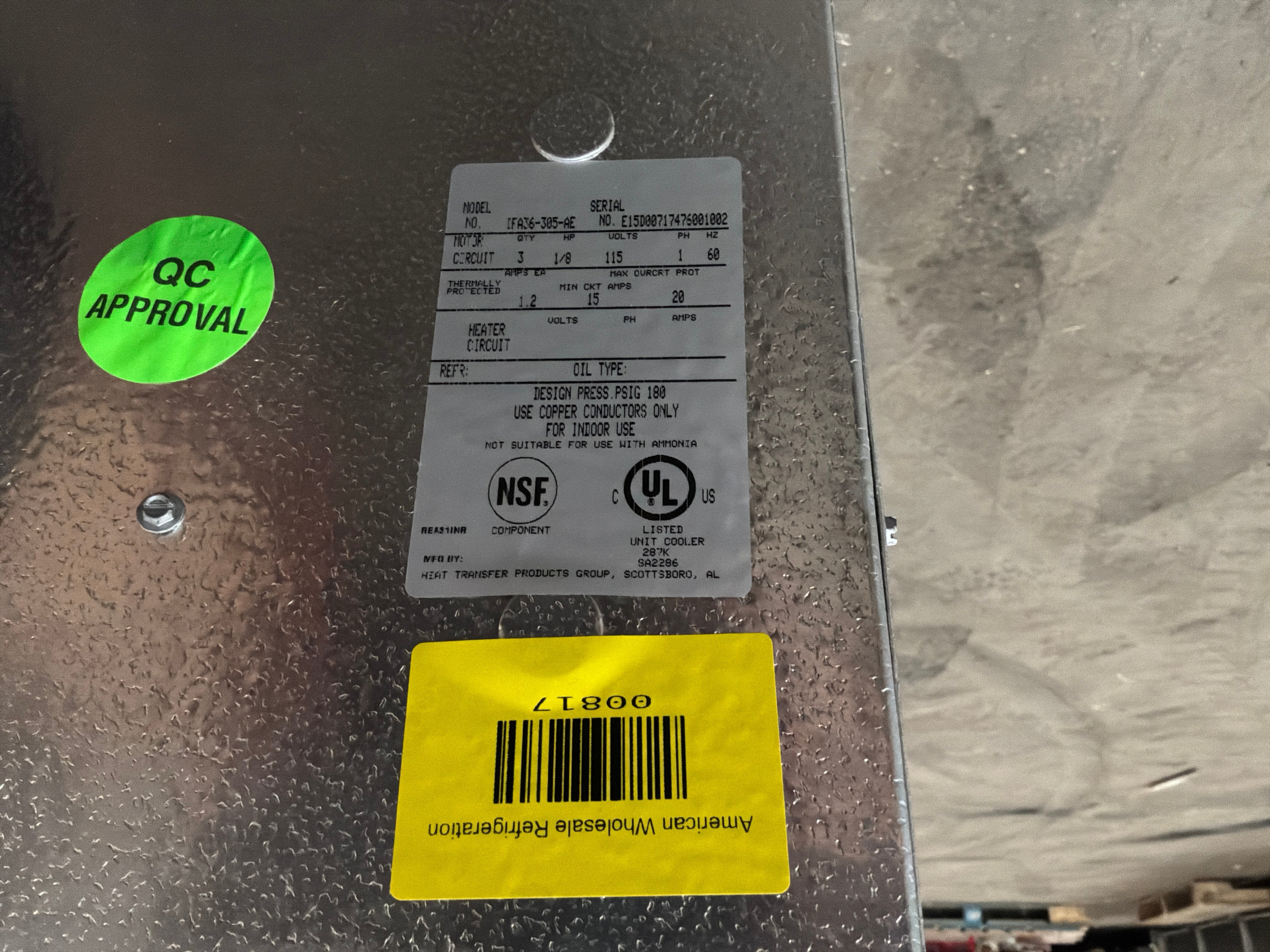 Standex IFA36-305-AE 30500 BTU Evaporator #817