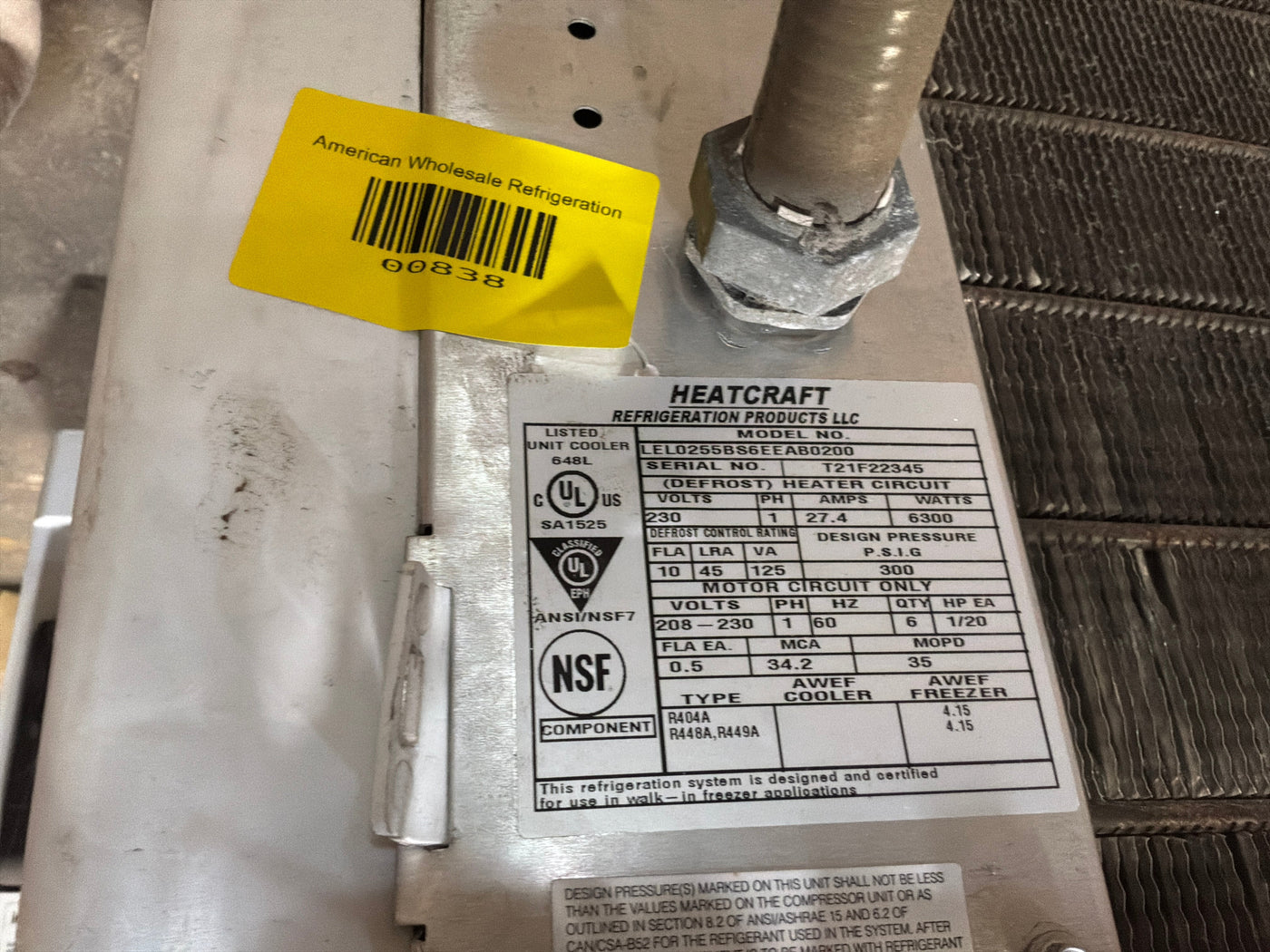 LARKIN LEL0255BS6EEAB0200 25,500 BTU Evaporator #838 #839