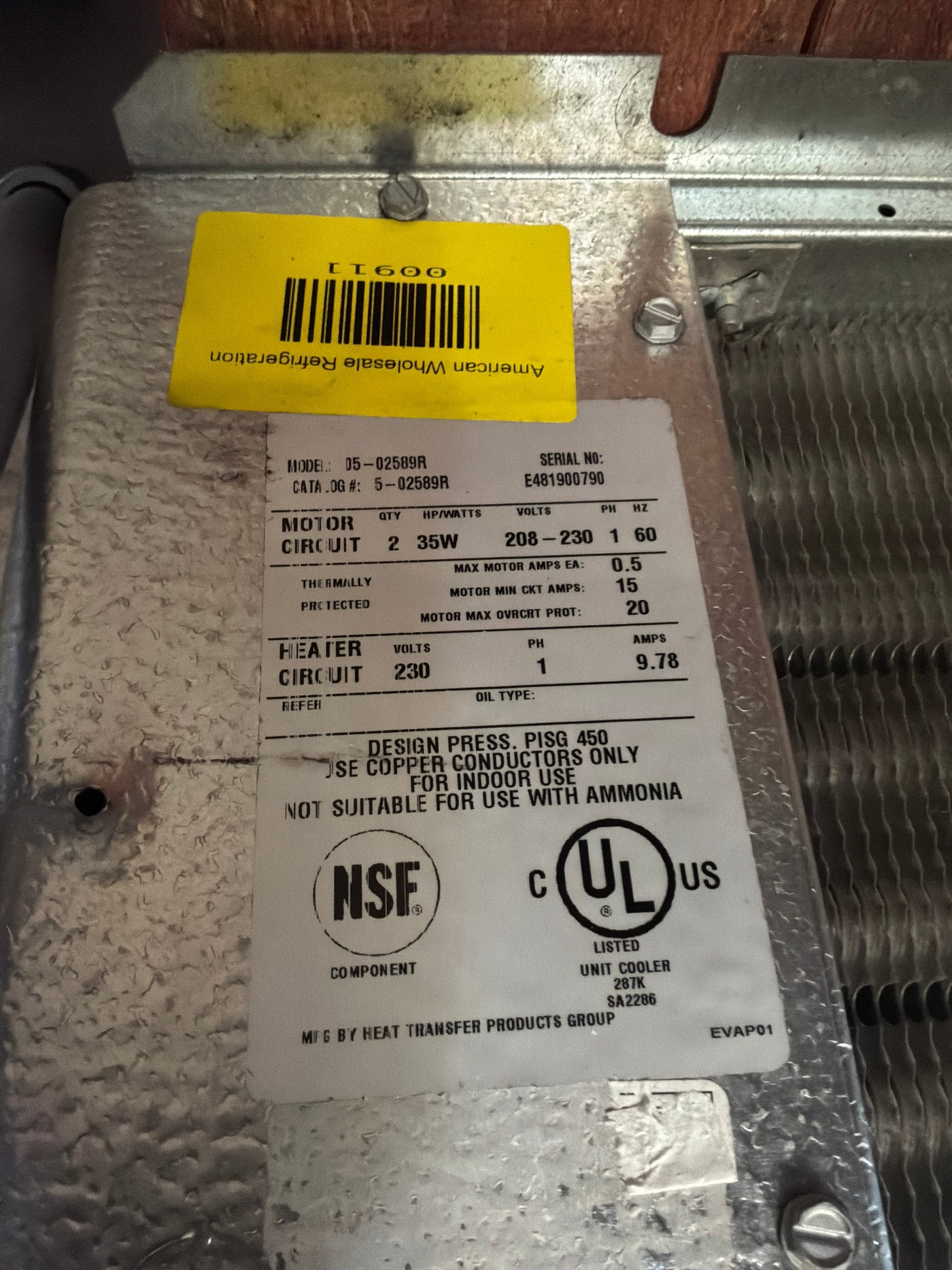 Standex 05-02589R Evaporator #911