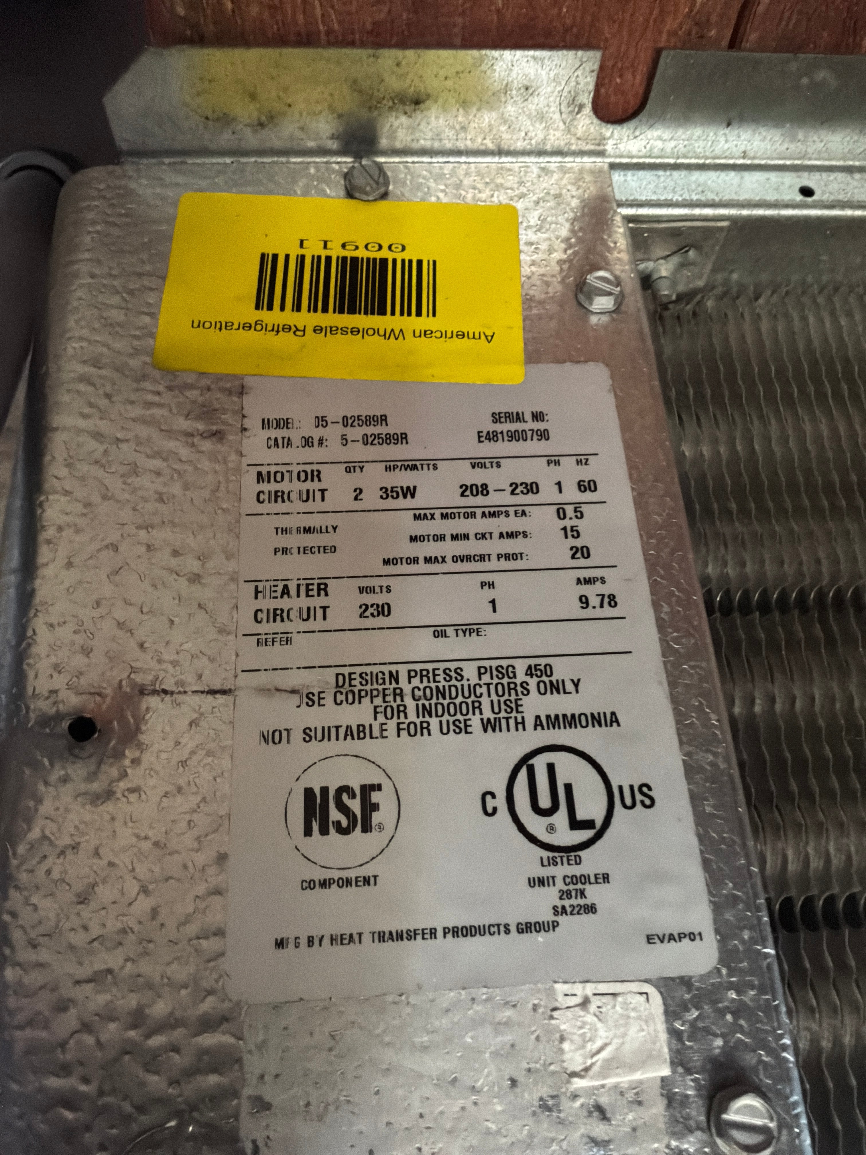 Standex 05-02589R Evaporator #911
