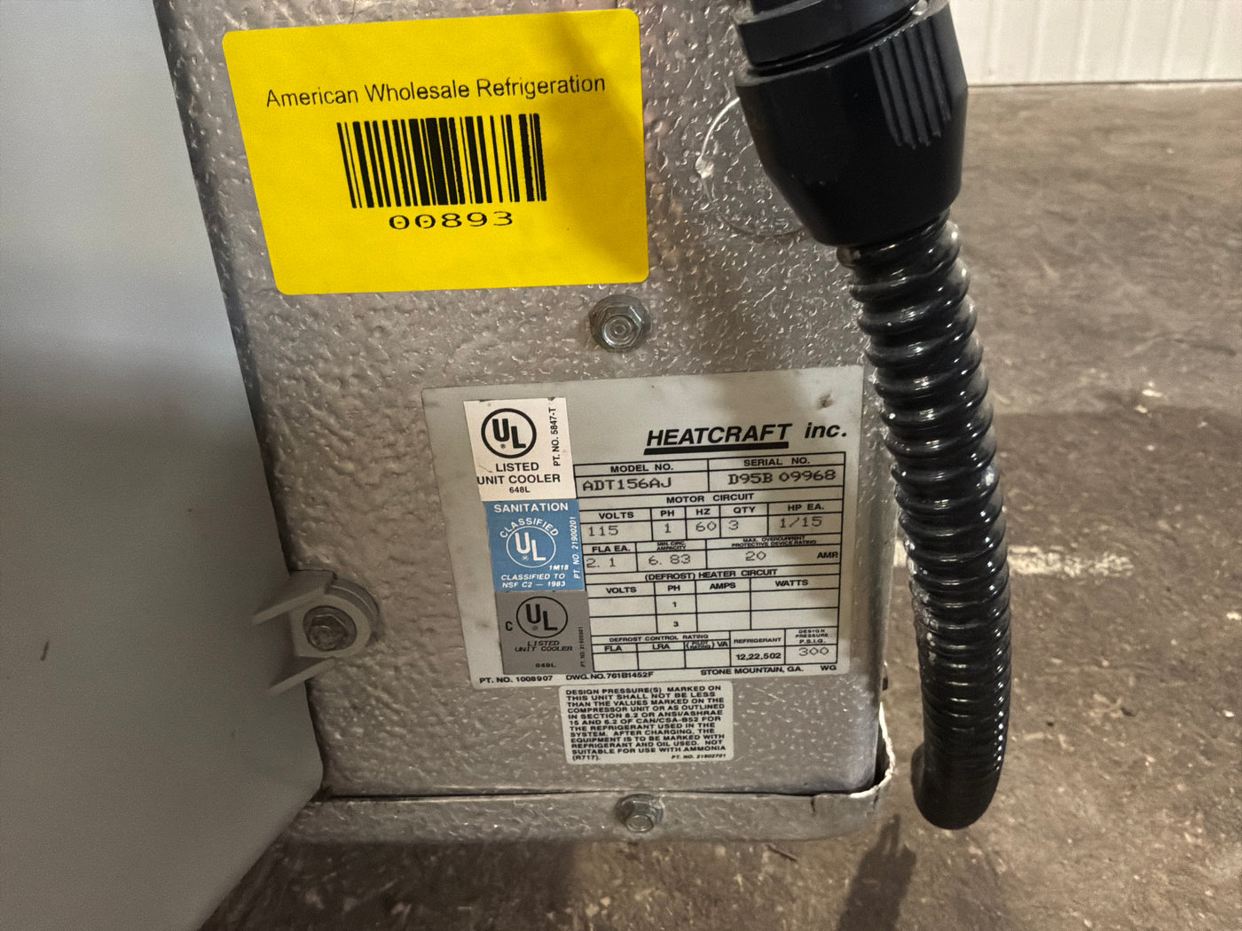 BOHN ADT156AJ 15600 BTU EVAPORATOR #893