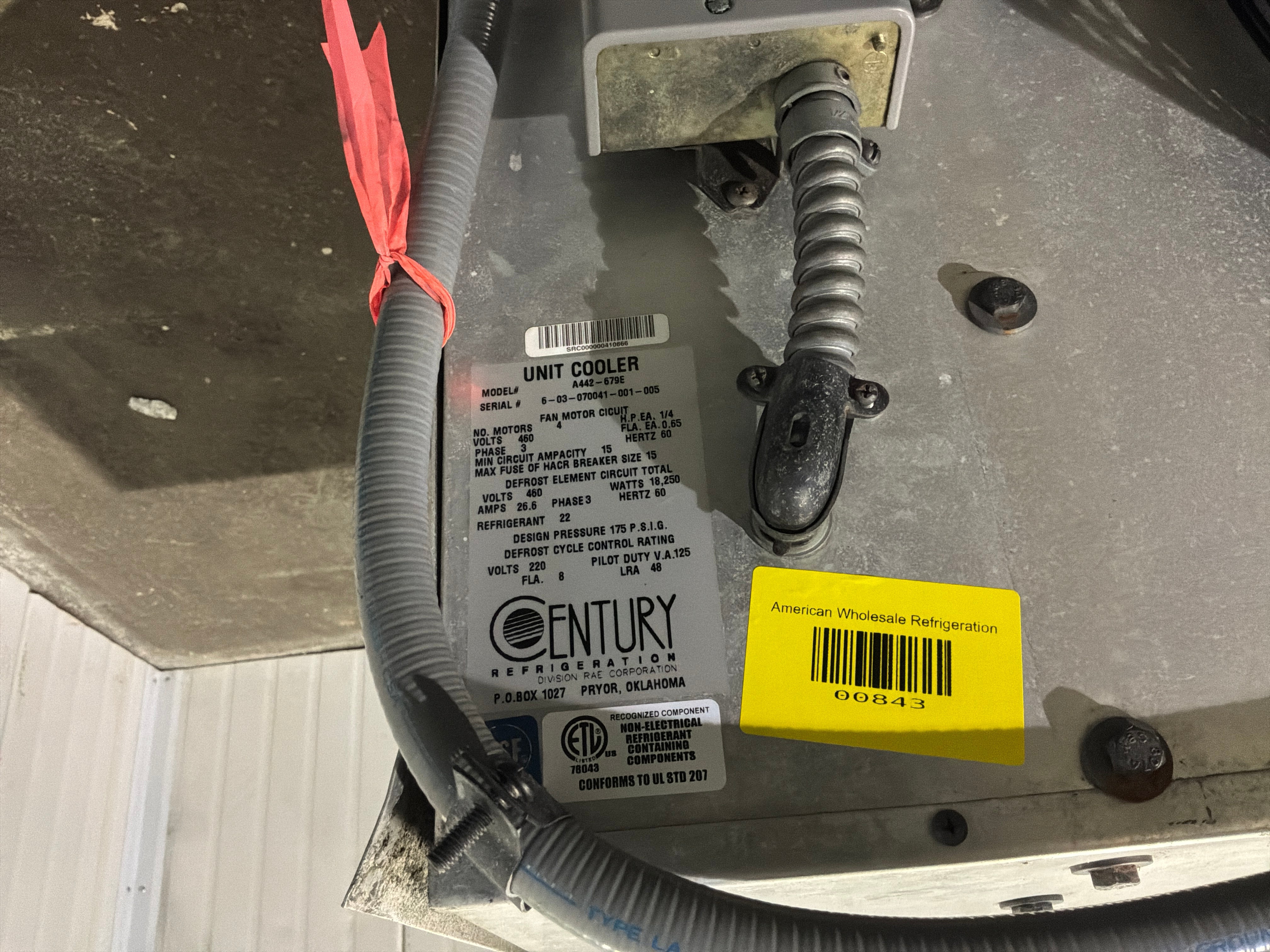 CENTURY A442-679E 67900 BTU EVAPORATOR #843