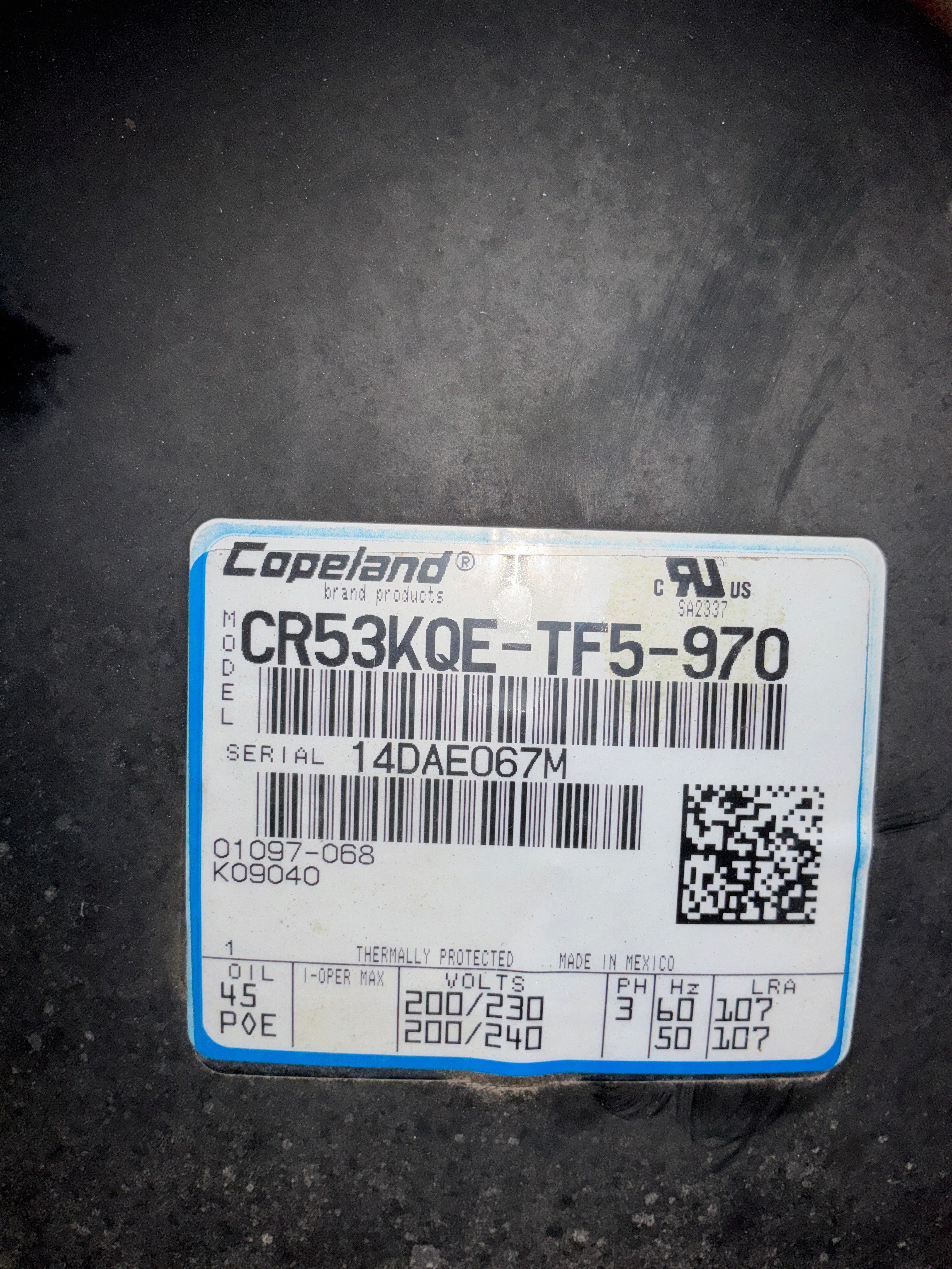 COPELAND CR53KQ-TF5-970 4HP CONDENSER #900