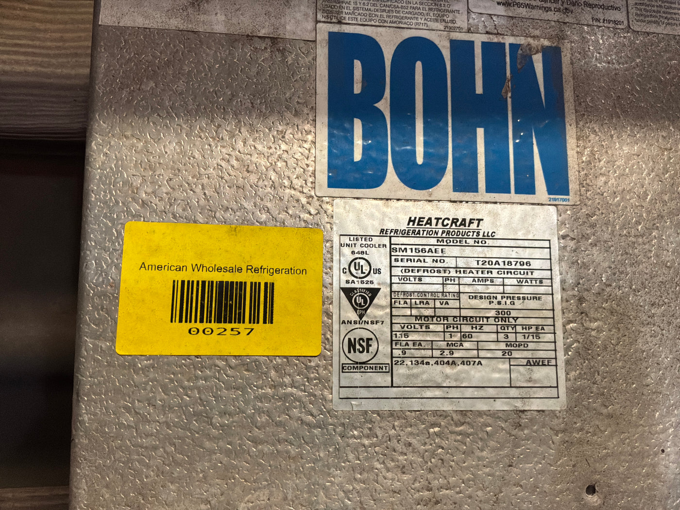 BOHN SM156AEE 15,600 BTU Evaporator #257