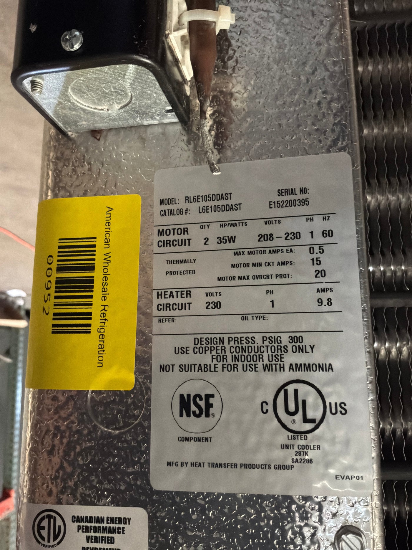 Russell RL6E105DDAST Evaporator #951 #952