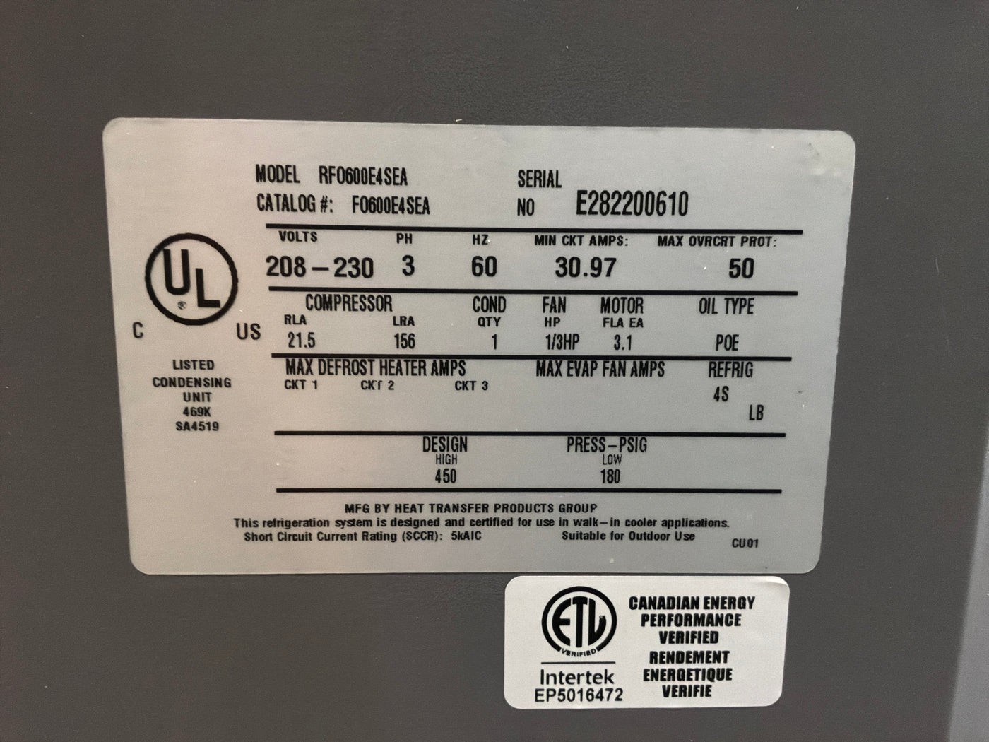 Russell RF0600E4SEA Condenser #947