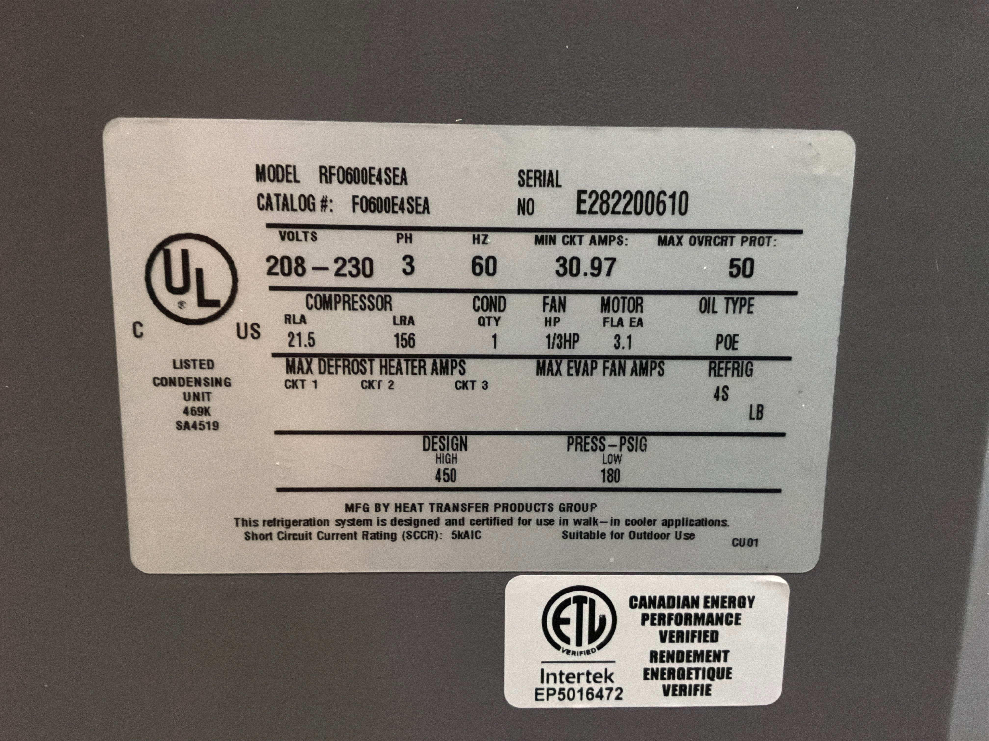 Russell RF0600E4SEA Condenser #947
