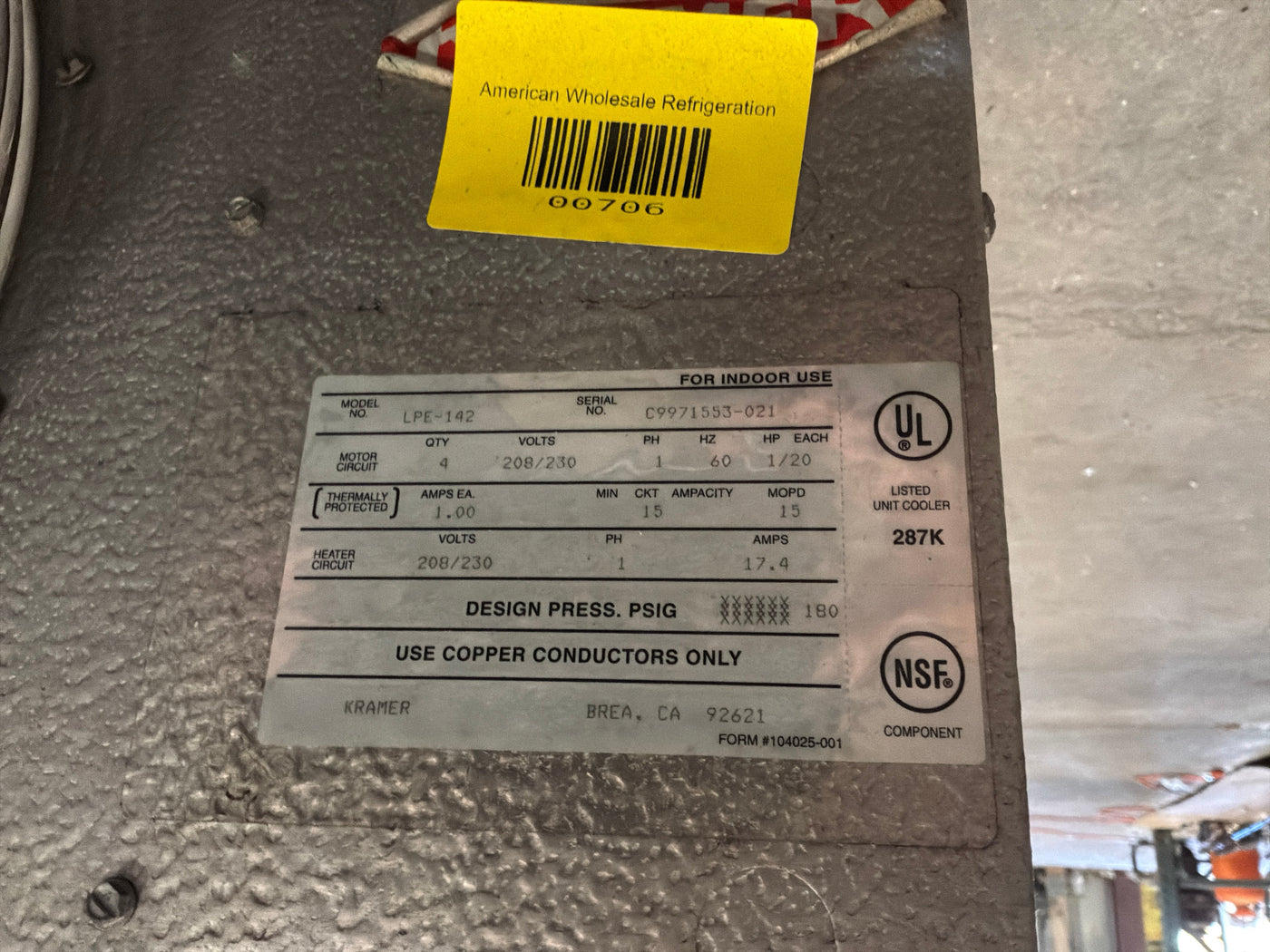 Kramer LPE-142 Evaporator #706