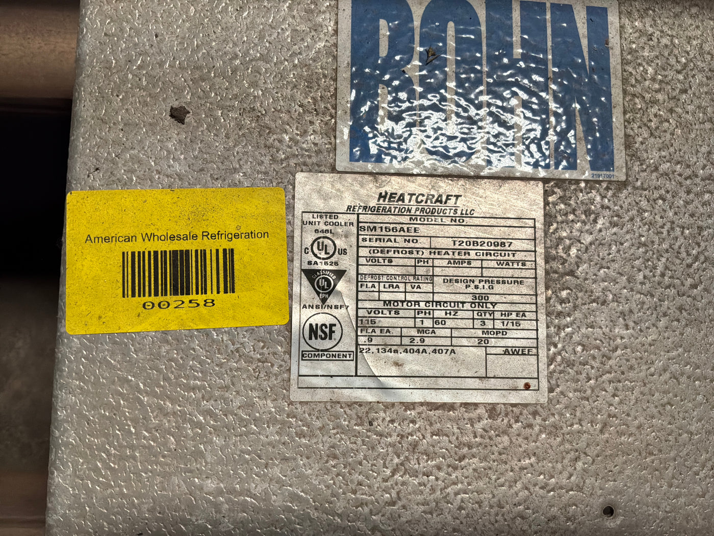 BOHN SM156AEE 15,600 BTU Evaporator #258