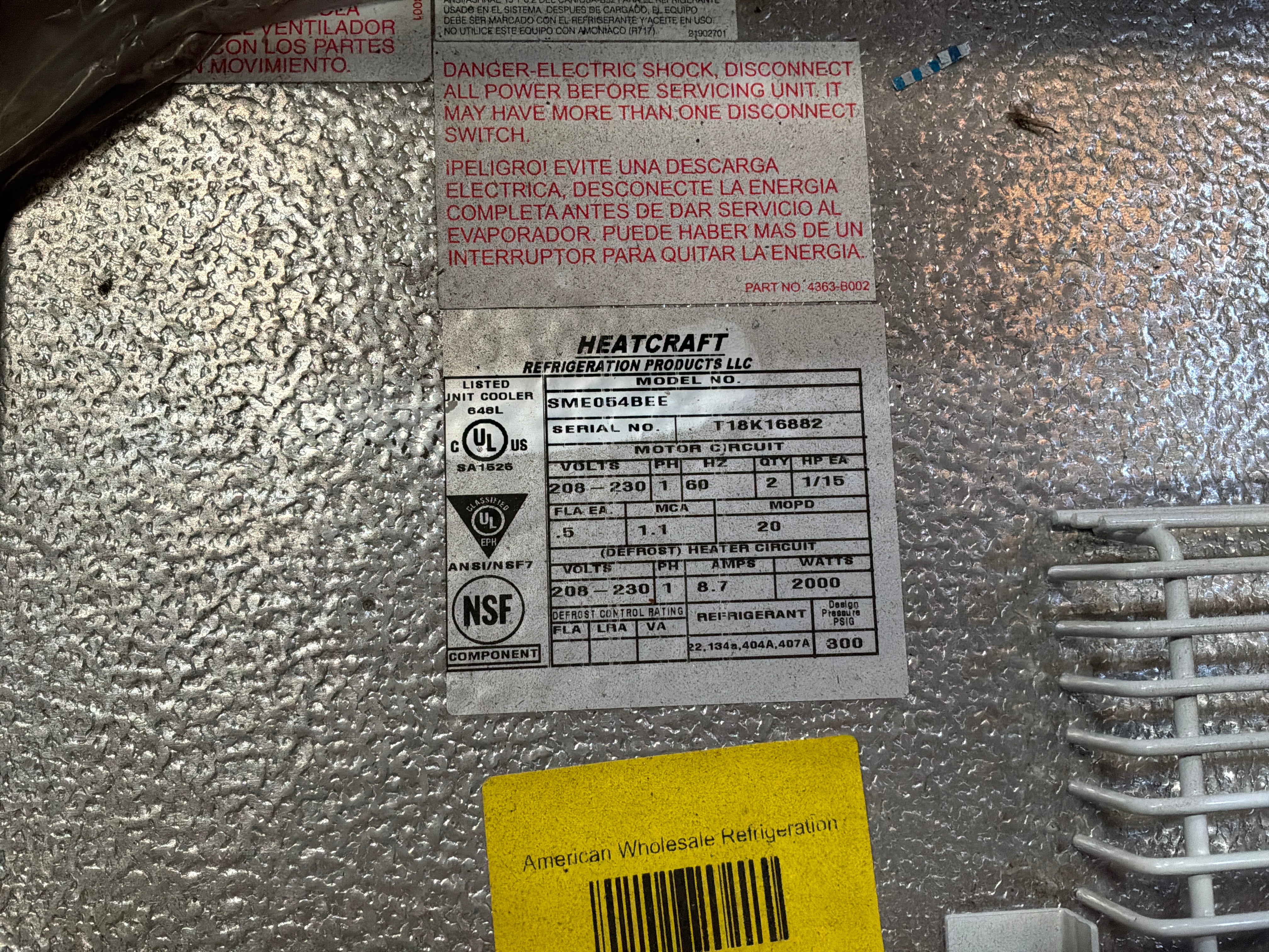 BOHN SME054BEE Evaporator #252