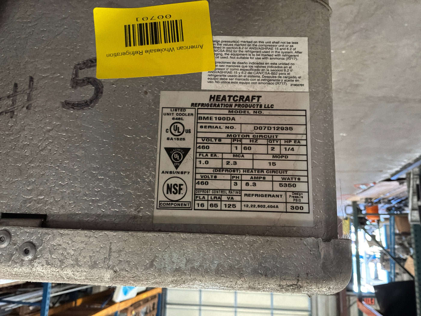 BOHN BME190DA 19,000 BTU Evaporator #701
