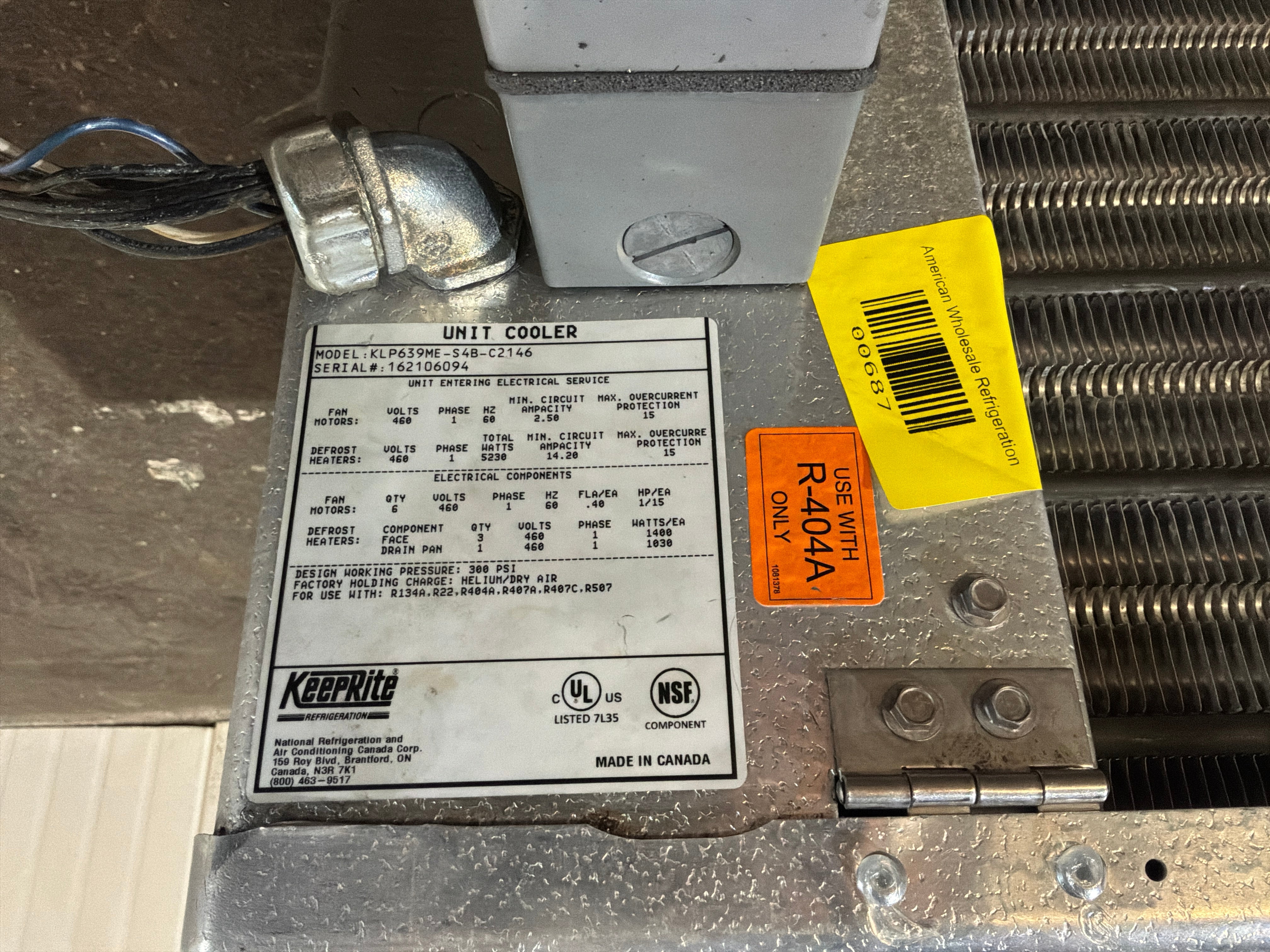KEEPRITE KLP639ME-S4B-C2146 39000 BTU EVAPORATOR #687