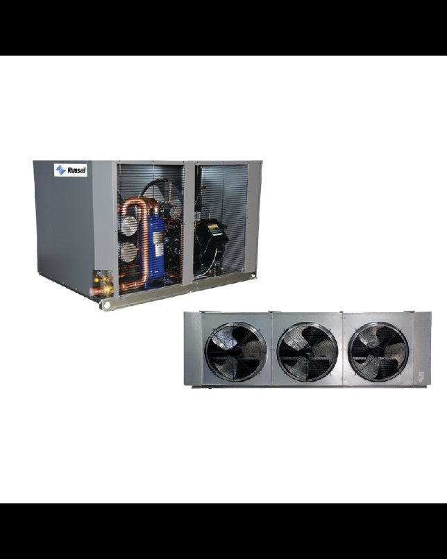 New Russell 12 HP Medium Temp Refrigeration System RBDS12M4SGA w/ RH6A132DDA Evaporator Blower