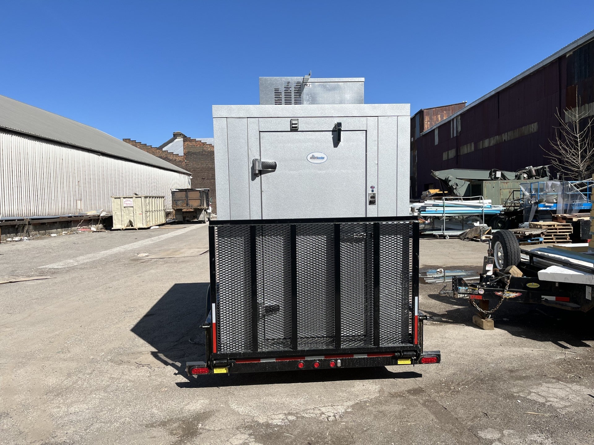 6' x 12' x 8' Amerikooler walk in freezer w/ drop in on trailer